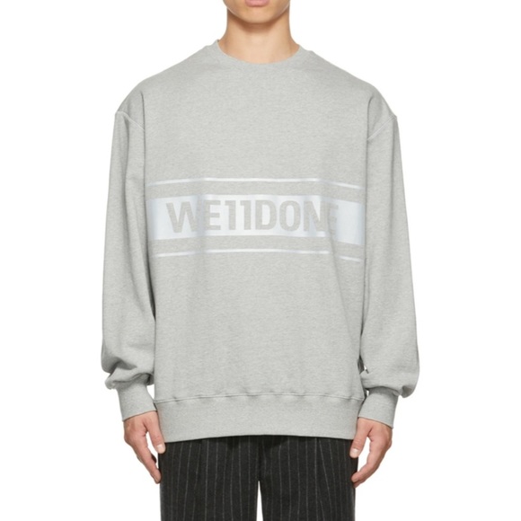 NEW We11done Gray Reflective Logo Sweatshirt - Picture 1 of 9